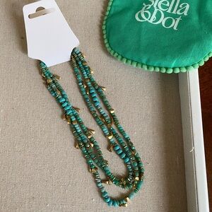 NEW Stella & Dot Hart Wrap Necklace/Bracelet Turquoise and Gold